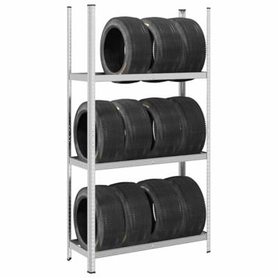 VidaXL Bandenrek 3-laags 110x40x200 cm staal zilverkleurig VidaXL Bandenrek 3-laags 110x40x200 cm staal zilverkleurig