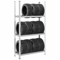 VidaXL Bandenrek 3-laags 110x40x200 cm staal zilverkleurig - thumbnail