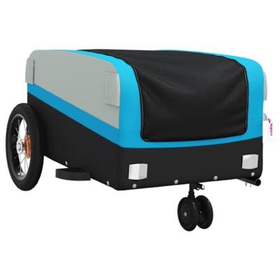 Fietstrailer 30 kg ijzer zwart en blauw - thumbnail
