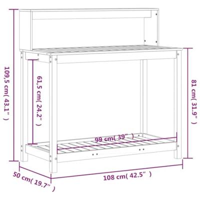 Oppottafel met schappen 108x50x109,5 cm massief douglashout - thumbnail