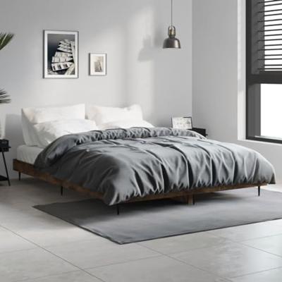 Bedframe bewerkt hout gerookt eikenkleurig 135x190 cm