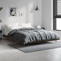 Bedframe bewerkt hout gerookt eikenkleurig 135x190 cm - thumbnail