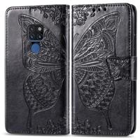 Butterfly Love bloemen reliëf horizontale Flip lederen draagtas voor Huawei mate 20 met houder & kaartsleuven & portemonnee & Lanyard (zwart) - thumbnail