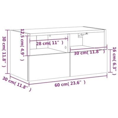 Tv-wandmeubel 60x30x30 cm bewerkt hout gerookt eikenkleurig