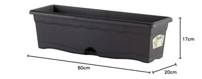 Plantenbak met schaal Plastiken Antraciet Polypropyleen 60 x 20 cm