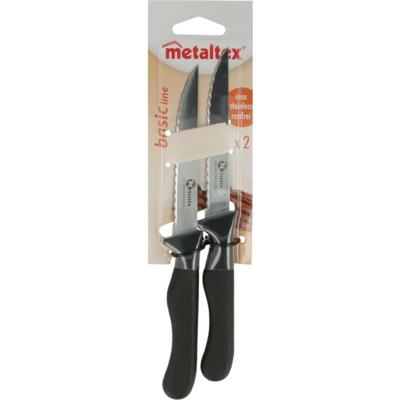 Metaltex basic line biefstukmessen 2 stuks rvs/zwart
