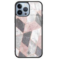 iPhone 13 Pro Max glazen hardcase - Stone grid - thumbnail