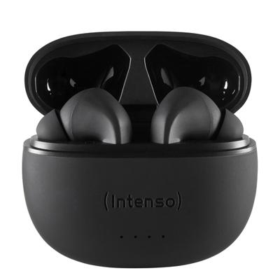 Intenso T300A In Ear headset Bluetooth Stereo Zwart Noise Cancelling Indicator voor batterijstatus, Headset, Oplaadbox, Touchbesturing
