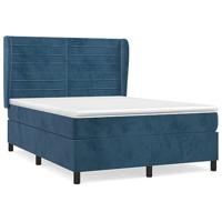 Boxspring met matras fluweel donkerblauw 140x190 cm - thumbnail