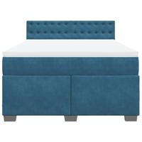 Boxspring met matras fluweel blauw 140x200 cm - thumbnail