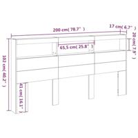 Hoofdbordkast met LED-verlichting 200x17x102 cm wit - thumbnail