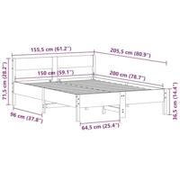 Bedframe met hoofdbord massief grenenhout wit 150x200 cm - thumbnail