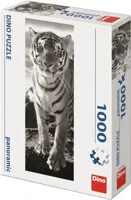 DinoToys Dino panorama puzzel van een witte tijger - 1000 stukjes - thumbnail