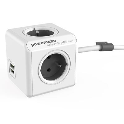 Allocacoc PowerCube Extended, stekkerdoos met USB - thumbnail