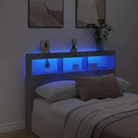 Hoofdbordkast met LED-verlichting 140x17x102 cm betongrijs - thumbnail