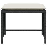 Tuinstoel met voetenbank poly rattan zwart - thumbnail