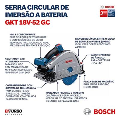 Bosch Professional GKT 18V-52 GC Accu Invalzaag 140mm 18V BITURBO Basic Body in L-Boxx - 06016B4000 - thumbnail