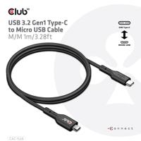 Club 3D usb-c 2.0 gen1 > micro usb kabel (zwart, 1 meter) - thumbnail