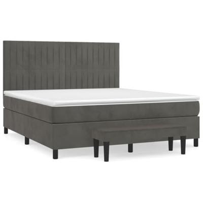 Boxspring met matras fluweel donkergrijs 180x200 cm