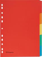 Pergamy tabbladen ft A4, 11-gaatsperforatie, karton, geassorteerde kleuren, 5 tabs - thumbnail