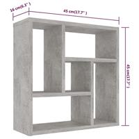 Wandschap 45,1x16x45,1 cm bewerkt hout betongrijs - thumbnail