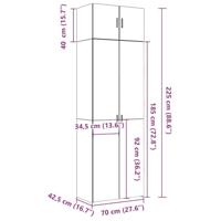 Opbergkast 70x42,5x225 cm bewerkt hout zwart - thumbnail