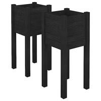 VidaXL Plantenbakken 2 st 31x31x70 cm massief grenenhout zwart - thumbnail