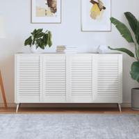 VidaXL Kastdeuren met lamellen 4 st 69x39,4 cm massief grenenhout wit - thumbnail