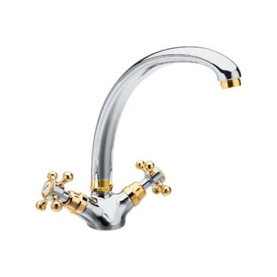 Wastafelmengkraan Sapho Antea 2-knop Gebogen Uitloop 26.5 cm Chroom / Goud Sapho