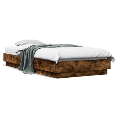 Bedframe met LED-verlichting gerookt eikenkleurig 90x200 cm