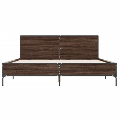 Bedframe bewerkt hout metaal bruin eikenkleur 140x190 cm