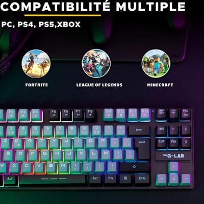 Gaming toetsenbord - The G-Lab - KEYZ CAESIUM - RGB - Grijs & Zwart - TKL