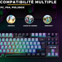 Gaming toetsenbord - The G-Lab - KEYZ CAESIUM - RGB - Grijs & Zwart - TKL - thumbnail