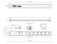 Bachmann 333.411 19 inch Stekkerdoos voor patchkast 1 HE Geaarde contactdoos Grijs-wit (RAL 7035) - thumbnail
