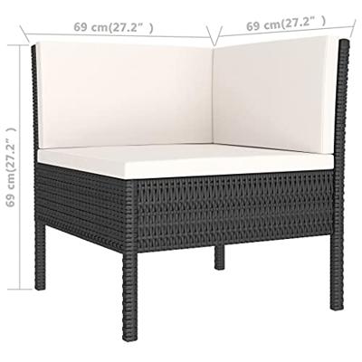 3-delige Loungeset met kussens poly rattan zwart 3-delige Loungeset met kussens poly rattan zwart