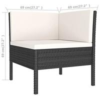 3-delige Loungeset met kussens poly rattan zwart - thumbnail