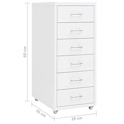 VidaXL Ladeblok verrijdbaar 28x41x69 cm metaal wit VidaXL Ladeblok verrijdbaar 28x41x69 cm metaal wit