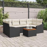 Tuinbankenset met opslag 7 pcs Zwart en Crème poly rattan - thumbnail