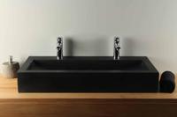 Terrazzo Wastafelblad Zwart Rechthoek 90x41 cm 2 Kraangaten | TZS 034S2k - thumbnail