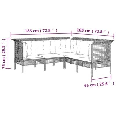5-delige Loungeset met kussens poly rattan grijs 5-delige Loungeset met kussens poly rattan grijs