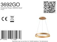 Steinhauer Strakke hanglampRinglux goud Ø 60cm - 3692GO - thumbnail