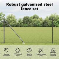 VidaXL Afrasteringspaal grijs 10 x 1,4 m (13 mm gaas) staal en pvc - thumbnail