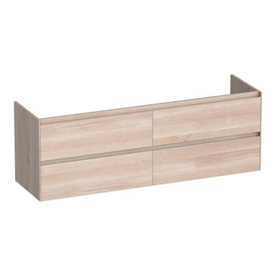 Brauer Inspire - Onderkast - 160 cm - met 4 Softclose Lades Greeploos en 2 Sifon Uitsparingen - Lamellen Eiken Wit