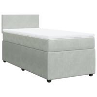 Boxspring met matras fluweel lichtgrijs 100x200 cm - thumbnail