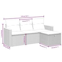 4-delige Loungeset met kussens poly rattan grijs - thumbnail