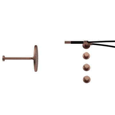 Hotbath Cobber - CB7067 - Inbouw Regendoucheset - Geborsteld Koper PVD - 2 Stopkranen - Thermostatisch - Plafondbuis 30 cm - Hoofddouche 300 mm - Staafhanddouche - met M106 - Waterbesparend