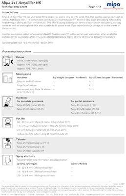 Mipa acryl filler "4+1 hs" 4+1 acrylic filter hs 3l black