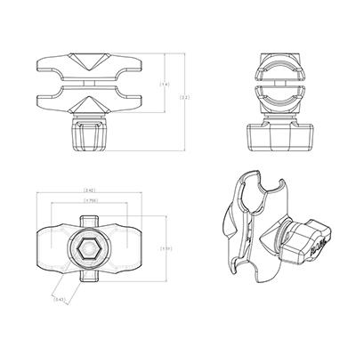 RAM MOUNT rap-b-201u-a kit support - kit ondersteuning -