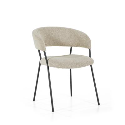Eleonora Eetkamerstoel 'Luka' Bouclé, kleur Taupe Eleonora Eetkamerstoel 'Luka' Bouclé, kleur Taupe
