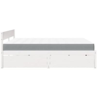 Bed met lades en matras massief grenenhout wit 180x200 cm